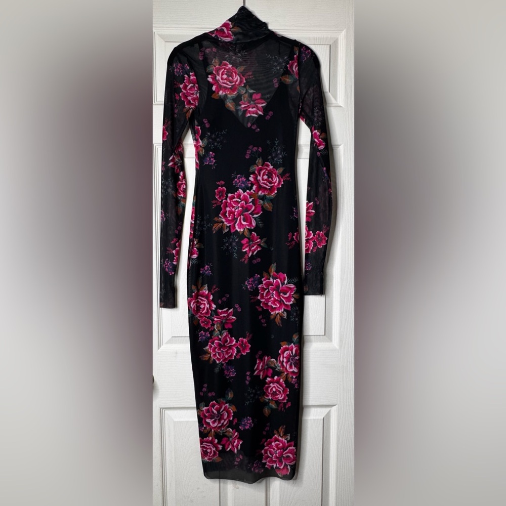 AFRM Black and Pink Floral Long Sleeve Dress
